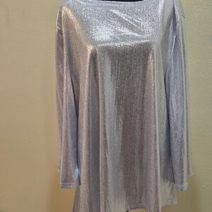 Shimmering Silver Long Sleeve Top